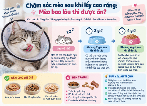 Mèo lấy cao răng xong nên ăn gì?