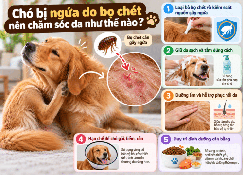 Chó bị ngứa do bọ chét nên chăm sóc da như thế nào?