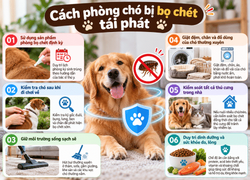 Cách phòng chó bị bọ chét tái phát