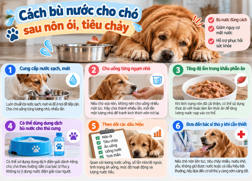 Cách bù nước cho chó sau nôn ói, tiêu chảy