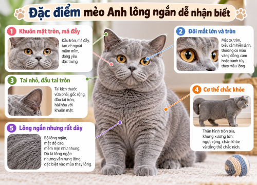 Đặc điểm mèo Anh lông ngắn dễ nhận biết