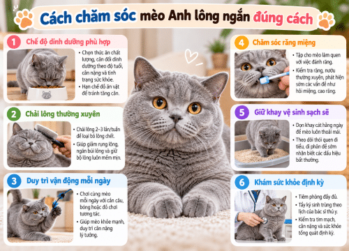 Cách chăm sóc mèo Anh lông ngắn đúng cách