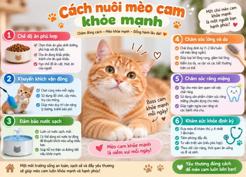 Cách nuôi mèo cam khỏe mạnh