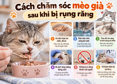 Cách chăm sóc mèo già sau khi bị rụng răng