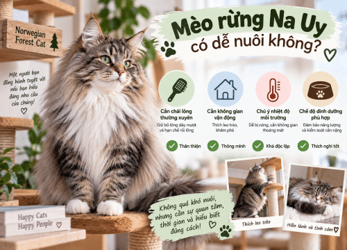 Mèo rừng Na Uy Có Dễ Nuôi Không?