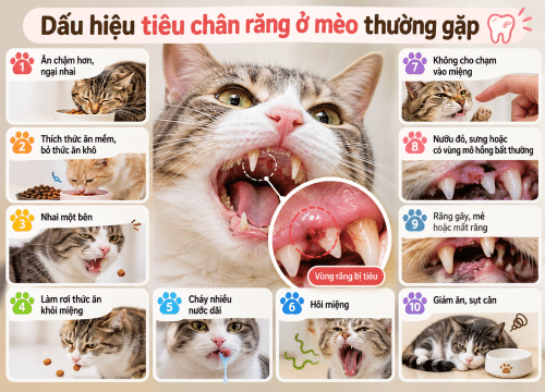 Dấu hiệu tiêu chân răng ở mèo thường gặp